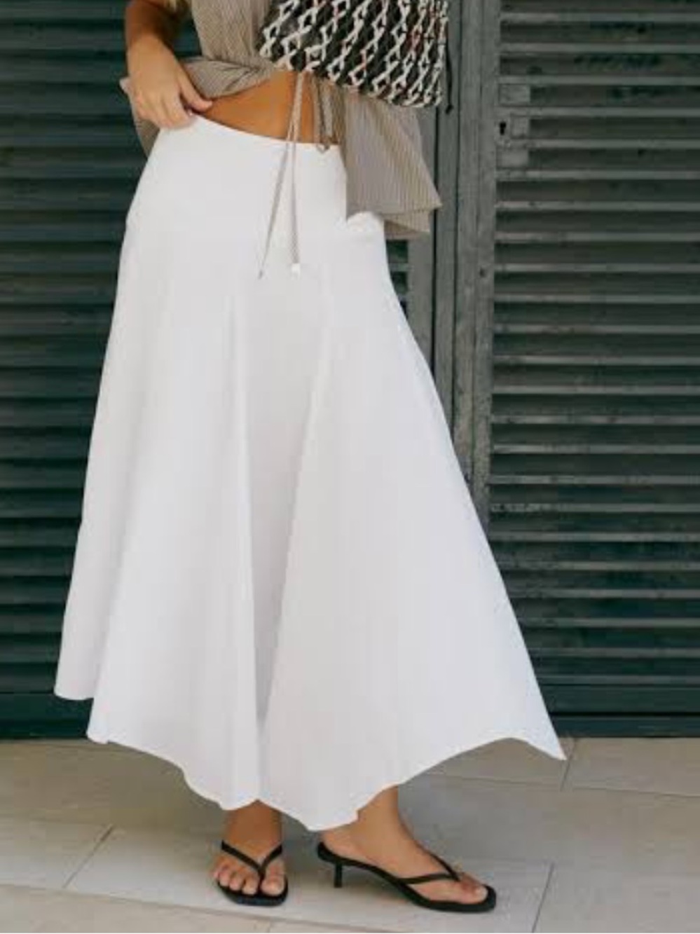 Zara White Flared Midi Skirt